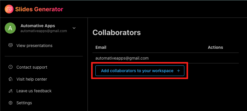 Add collaborators to your workspace