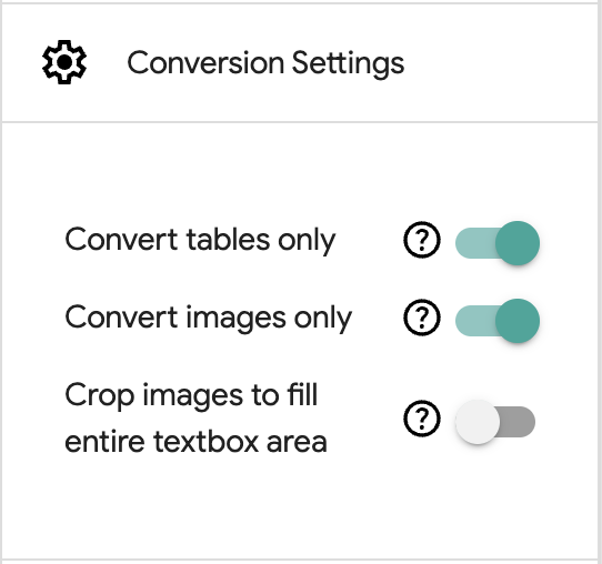 Conversion Settings