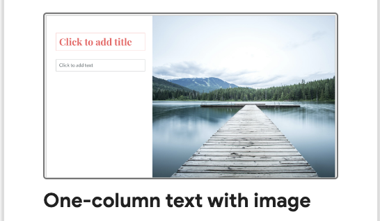 One-column text with image slide shortcut