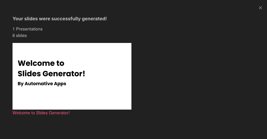 Presentation Generated Modal
