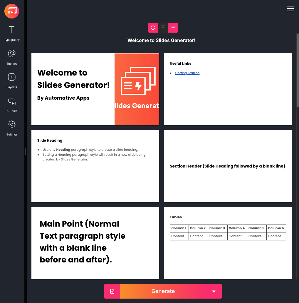 One document multiple presentations