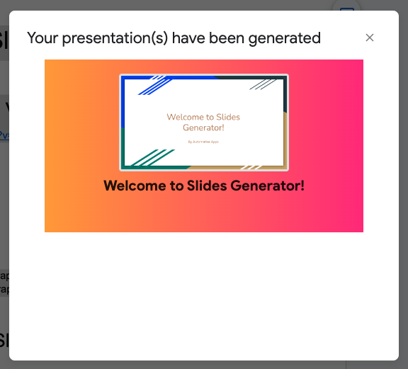 Presentation Generated Modal